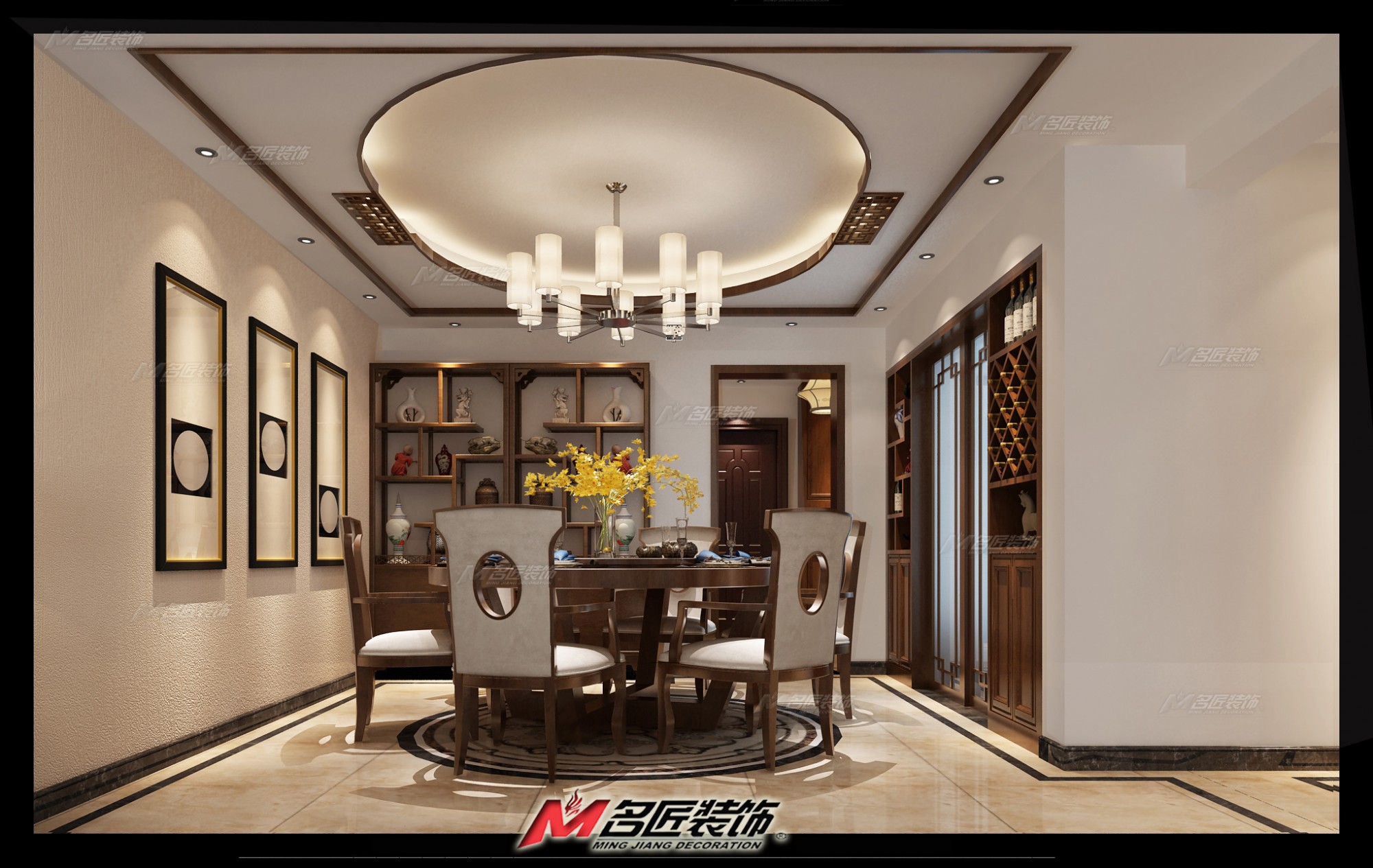 新中式风格室内K1体育·(中国)官方网站-丽日豪庭三居146平米